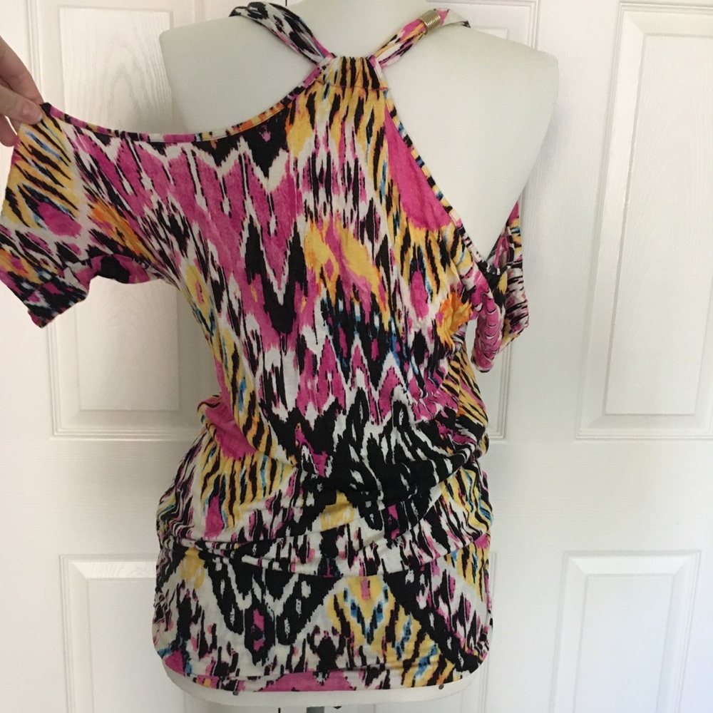 Express • Multicolor Open Shoulder Party Blouse - Picture 5 of 7